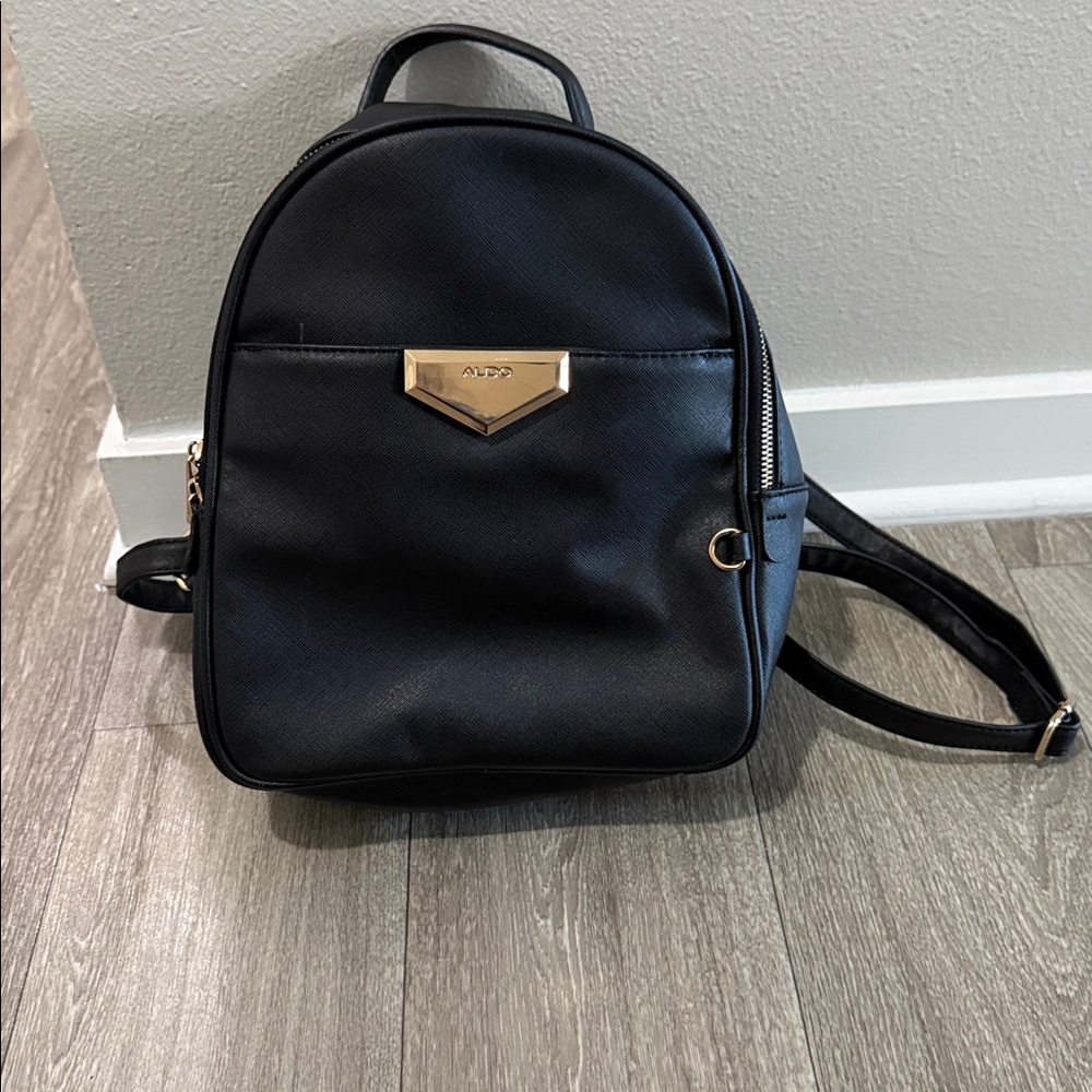 Aldo Black Backpack with Gold Details